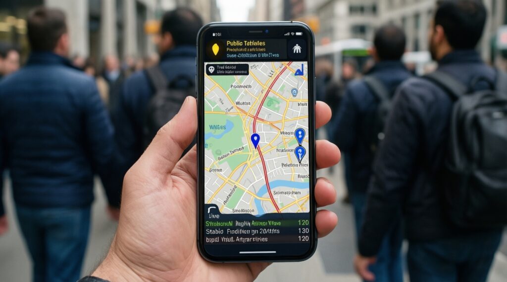 Транспорт и логистика: расписания, маршруты, состояние общественного транспорта, пробки - иллюстрация