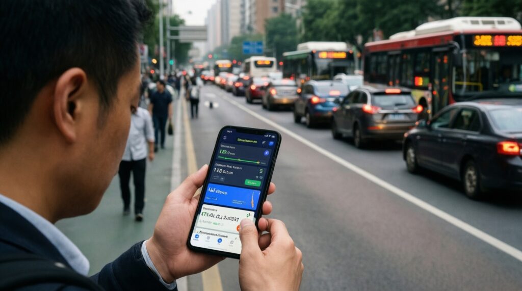 Транспорт и логистика: расписания, маршруты, состояние общественного транспорта, пробки - иллюстрация